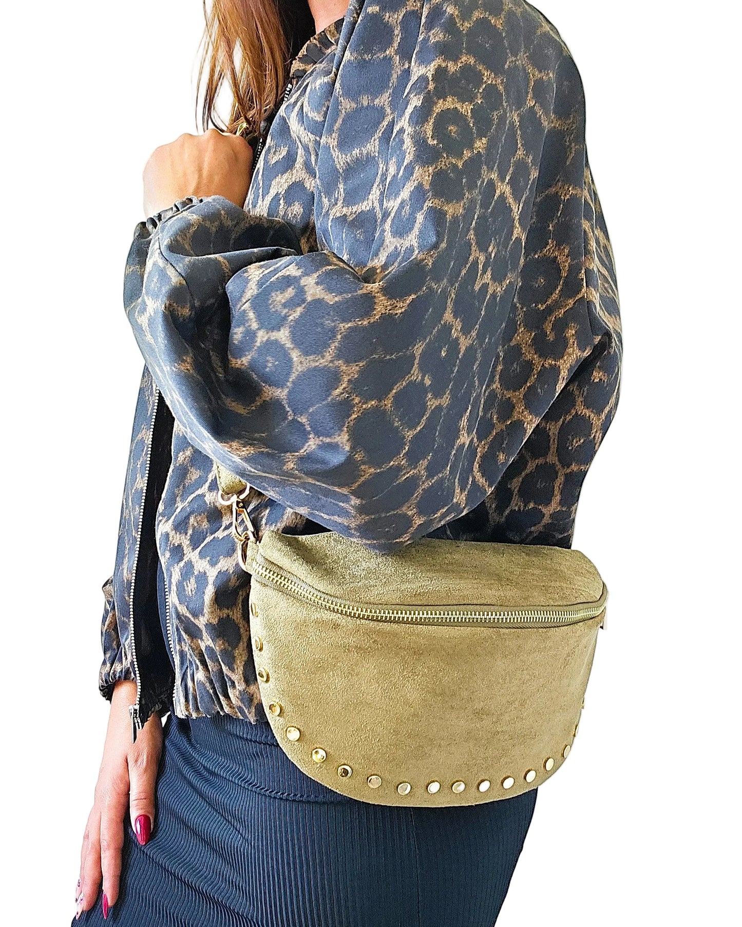 Sac banane Stella clouté kaki