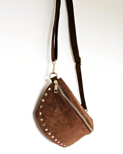 Sac banane Stella cloutée chocolat