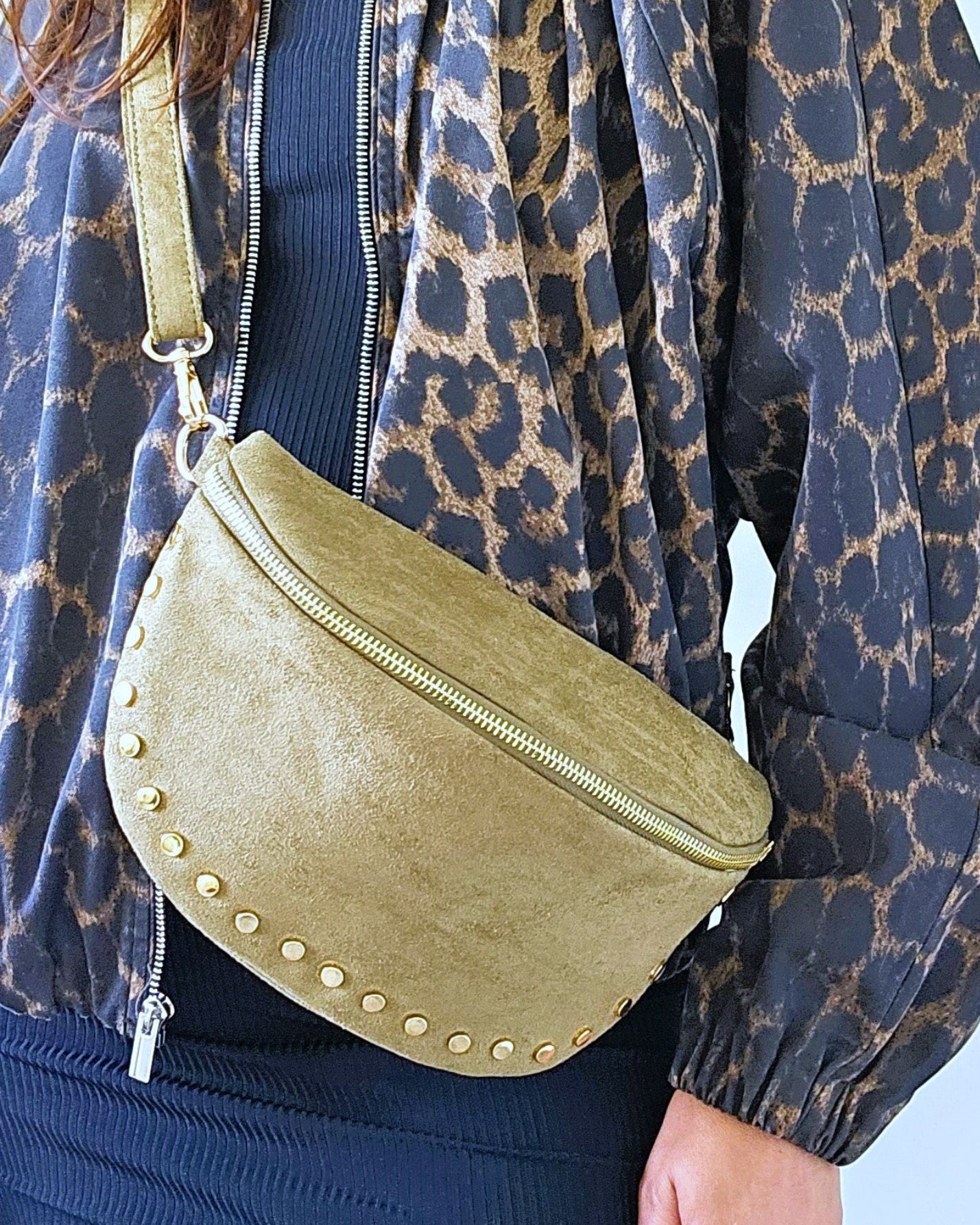 Sac banane Stella clouté kaki