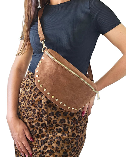 Sac banane Stella cloutée chocolat