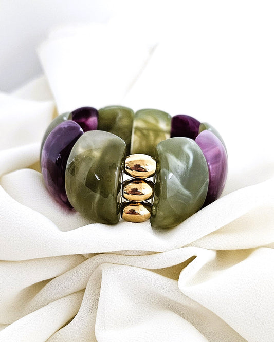 Bracelet Samba bicolore vert  et violet - création bahia