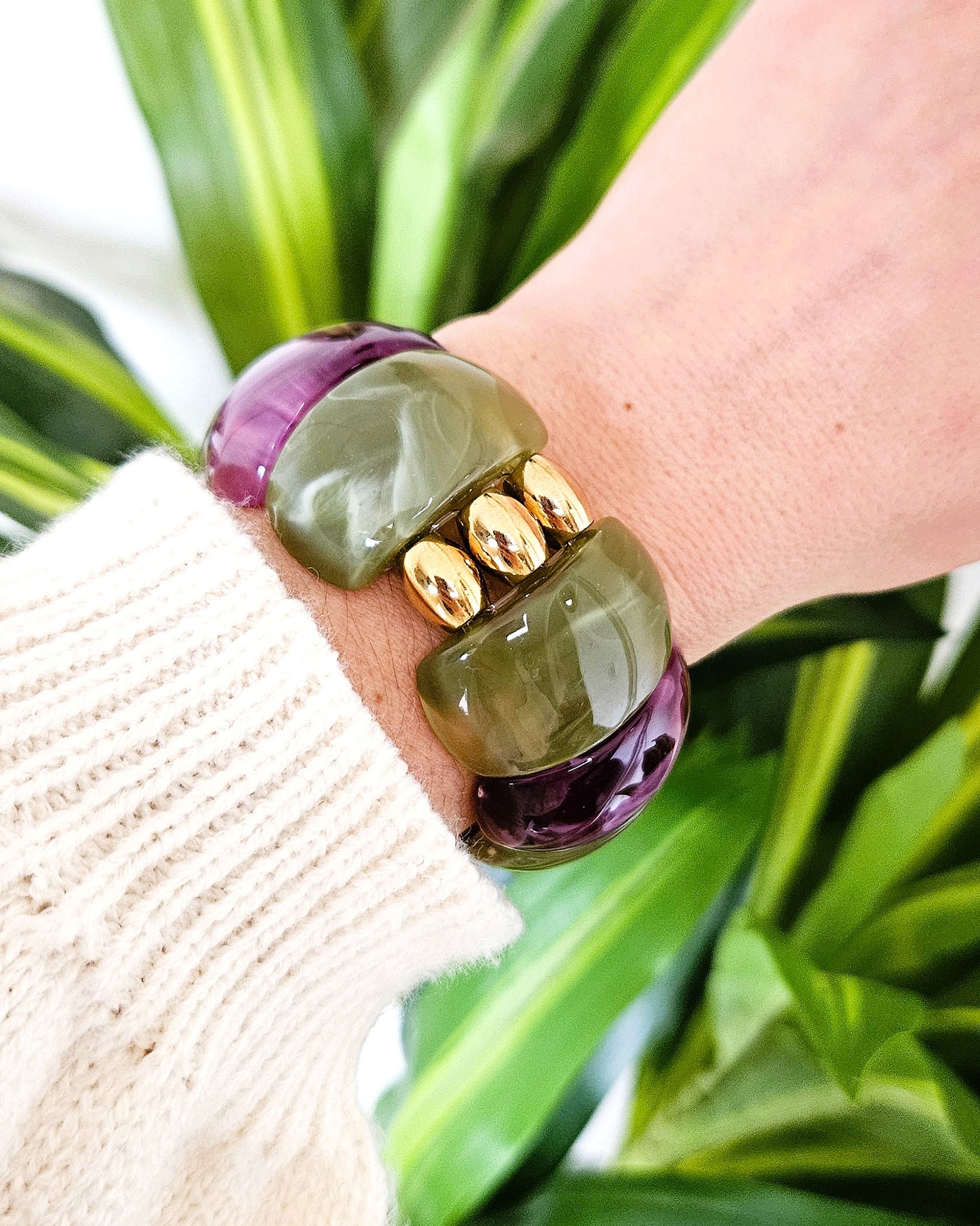 Bracelet Samba bicolore vert  et violet - création bahia