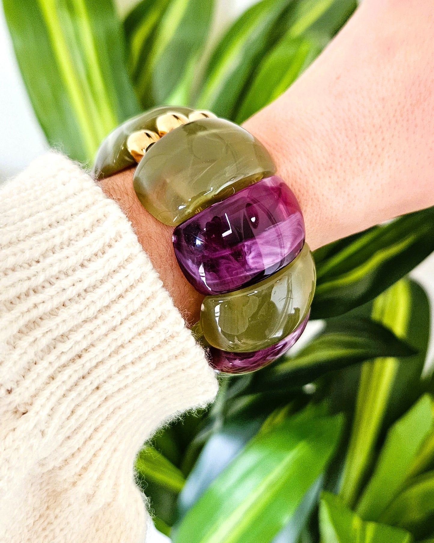 Bracelet Samba bicolore vert  et violet - création bahia