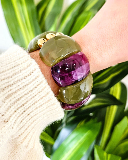 Bracelet Samba bicolore vert  et violet - création bahia