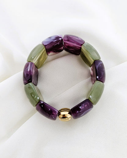 Bracelet Samba bicolore violet et vert - création bahia