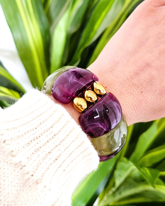 Bracelet Samba bicolore violet et vert - création bahia