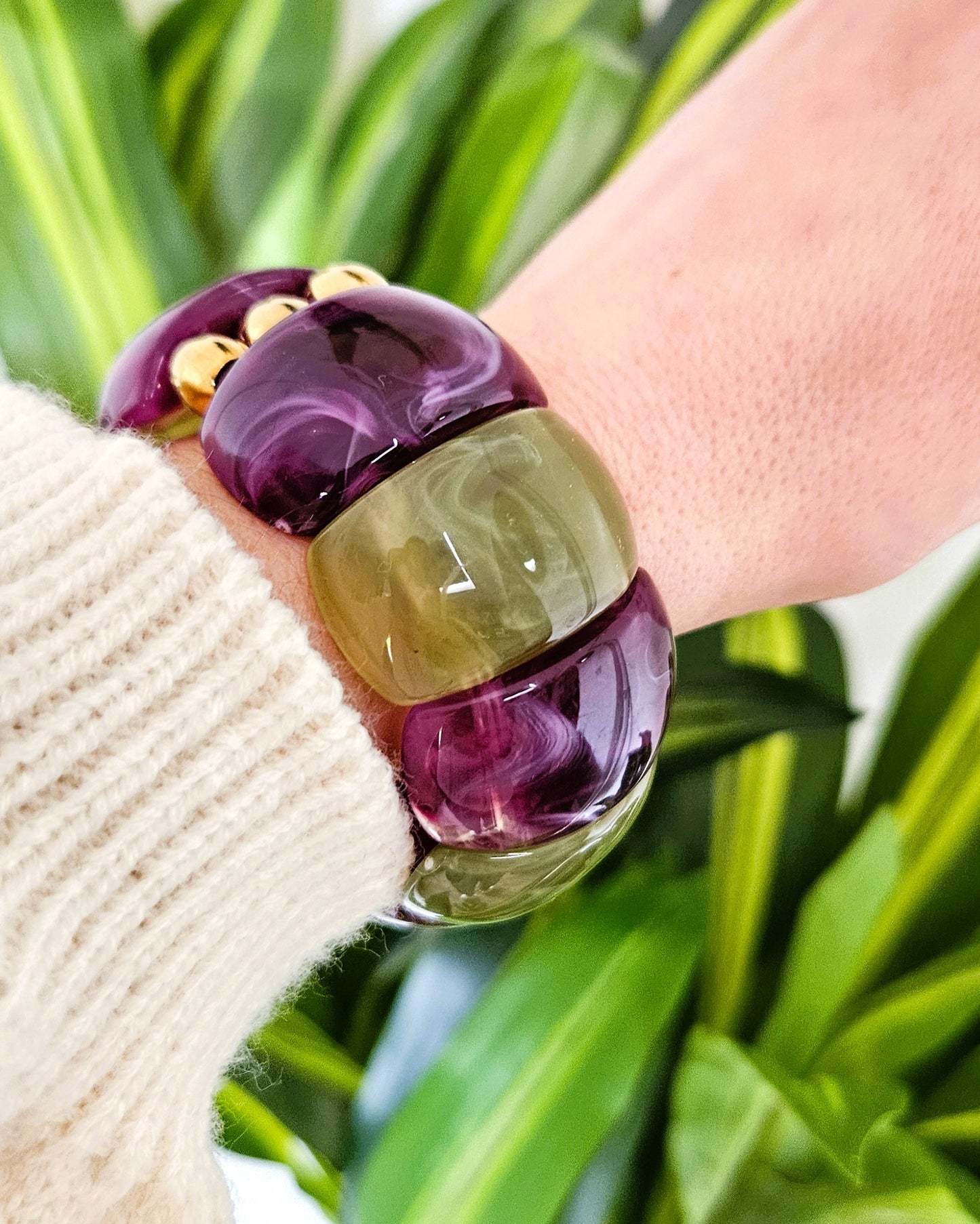 Bracelet Samba bicolore violet et vert - création bahia