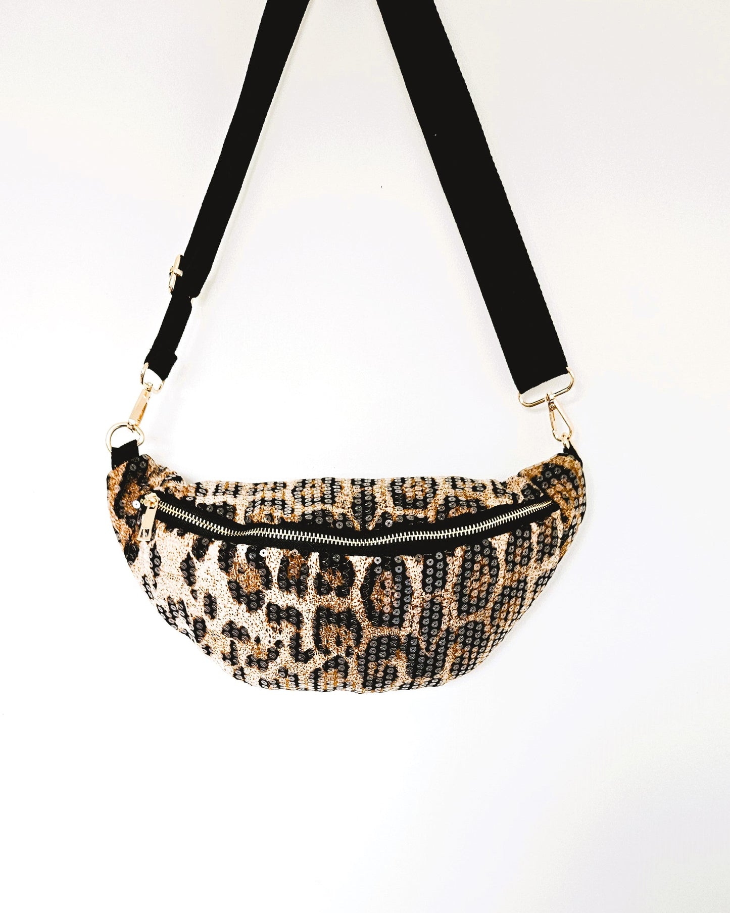 Sac banane sequins léopard