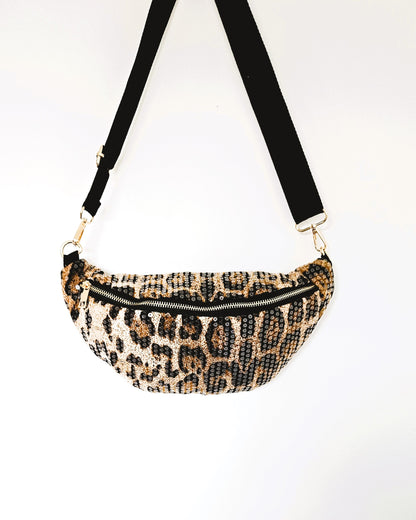 Sac banane sequins léopard