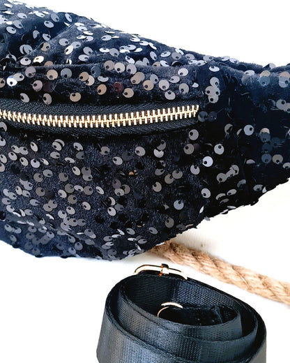 Sac banane sequins noir