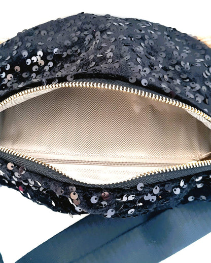 Sac banane sequins noir
