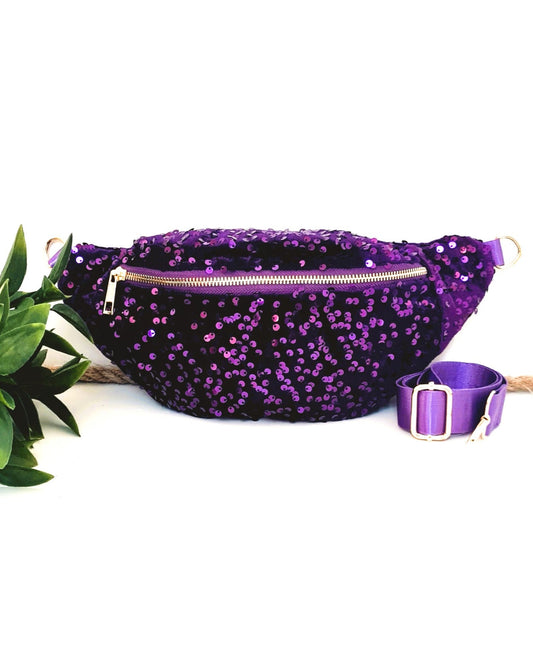Sac banane sequins violet