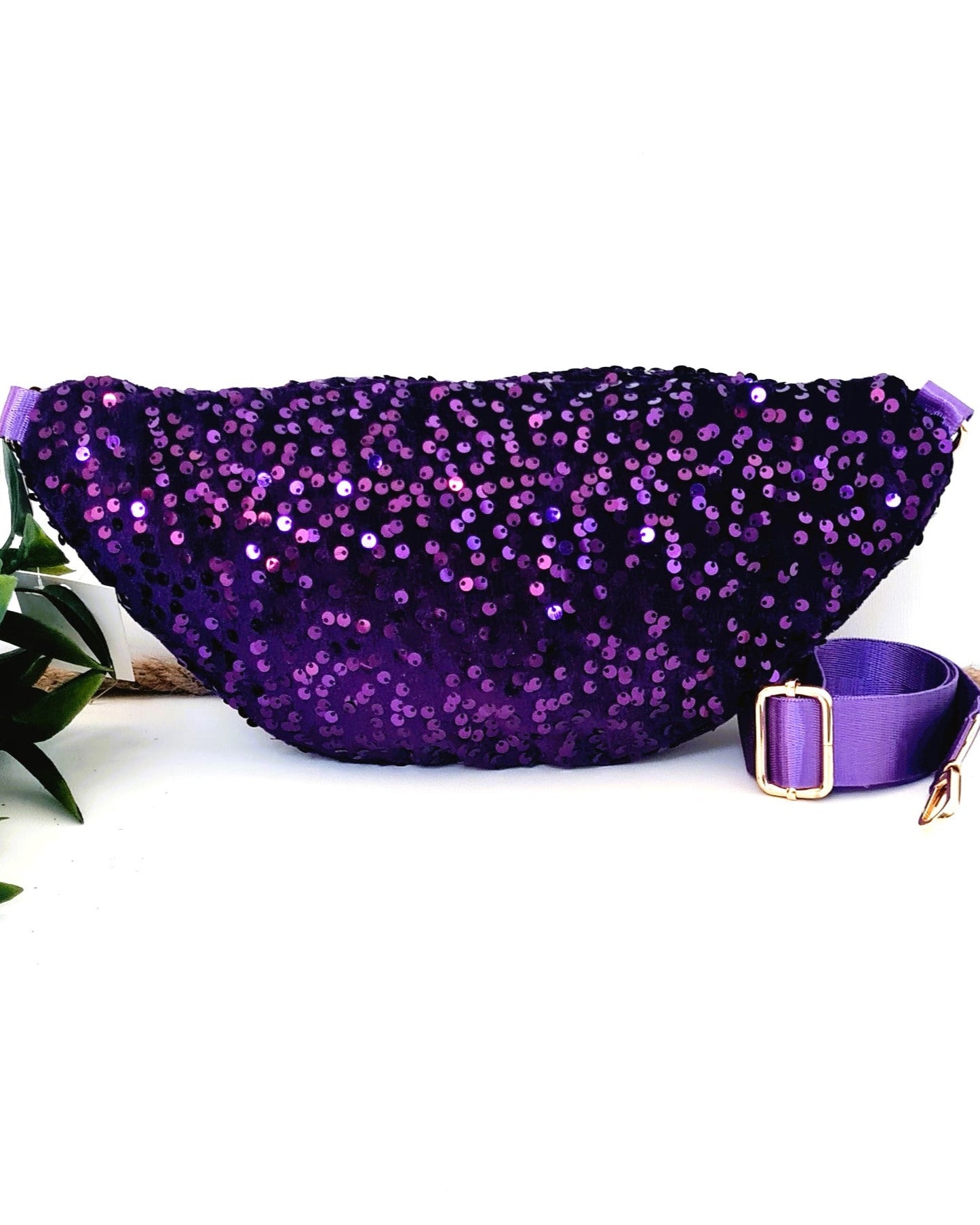 Sac banane sequins violet