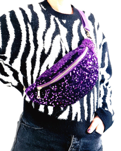 Sac banane sequins violet