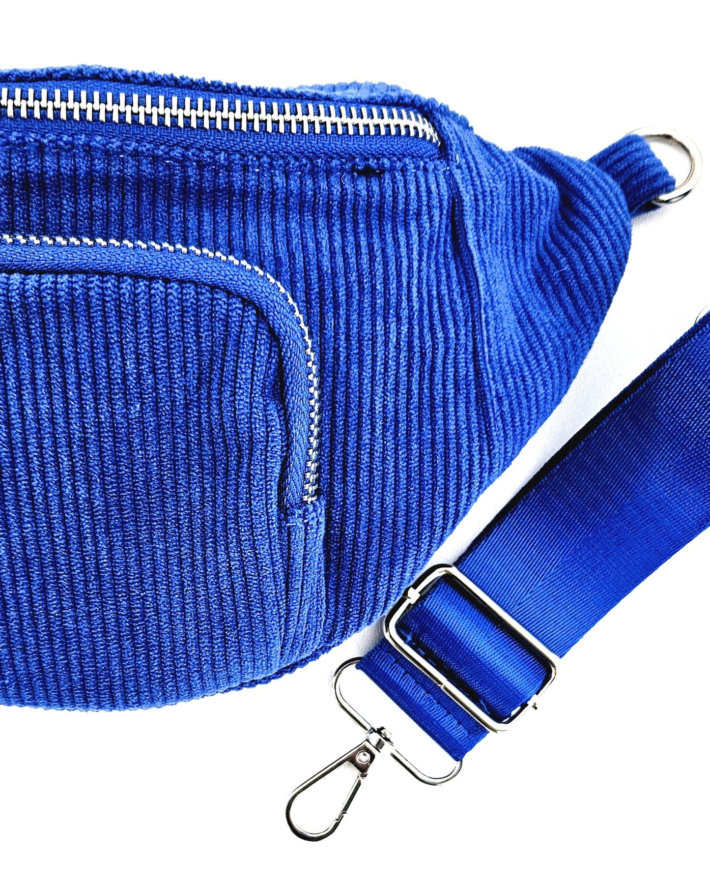Sac banane Vic en velours côtelé bleu