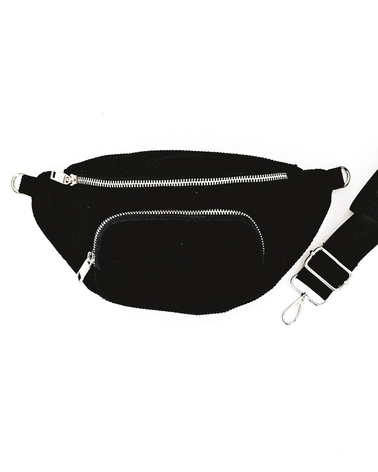 Sac banane Vic en velours côtelé noir