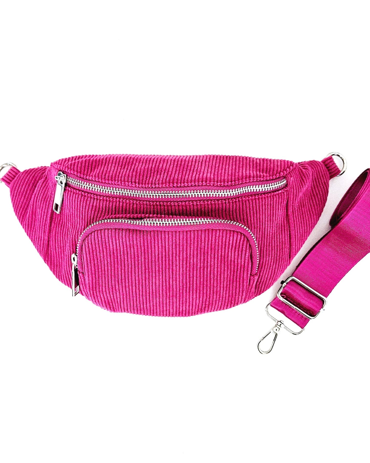 Sac banane Vic en velours côtelé rose