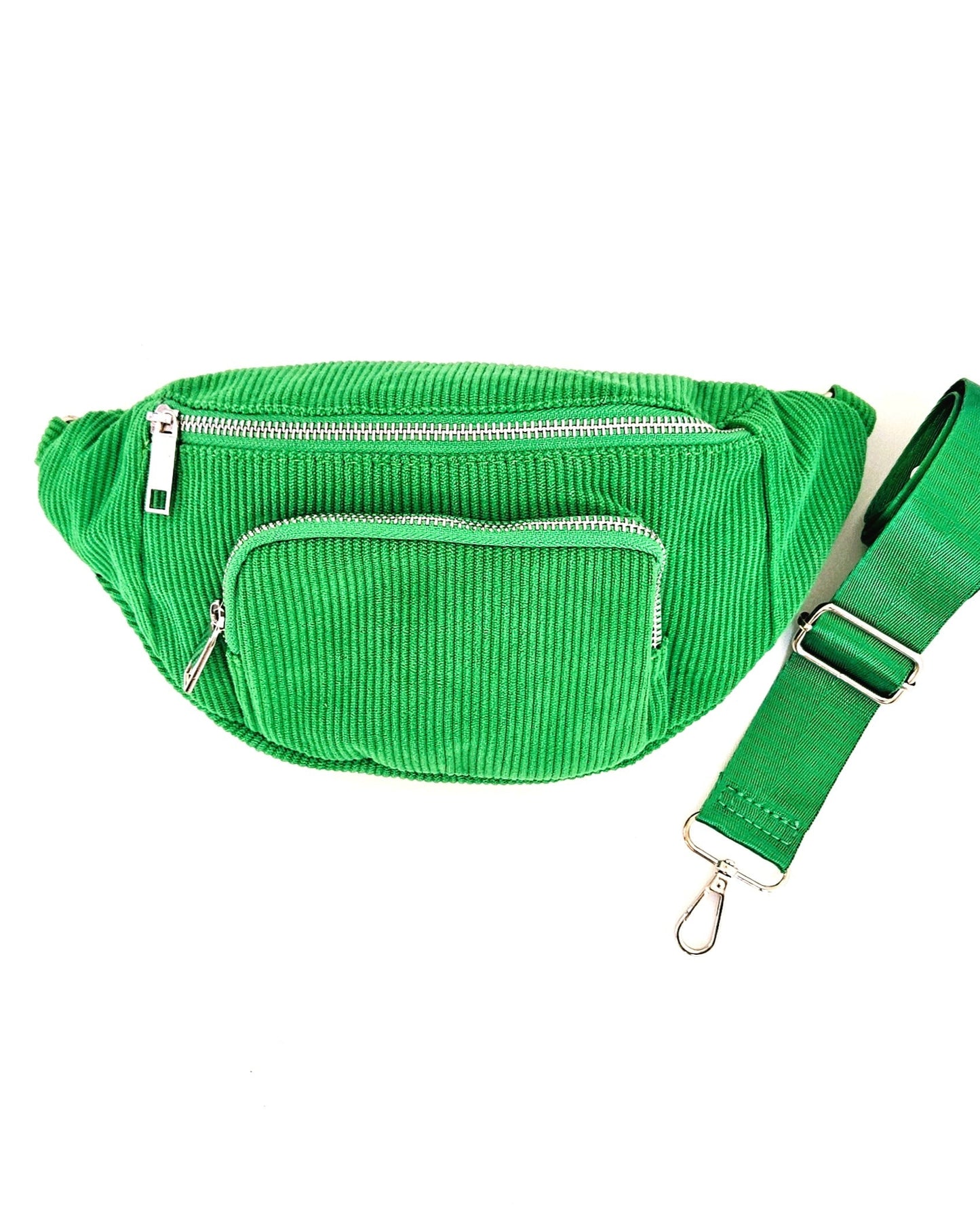 Sac banane Vic en velours côtelé vert