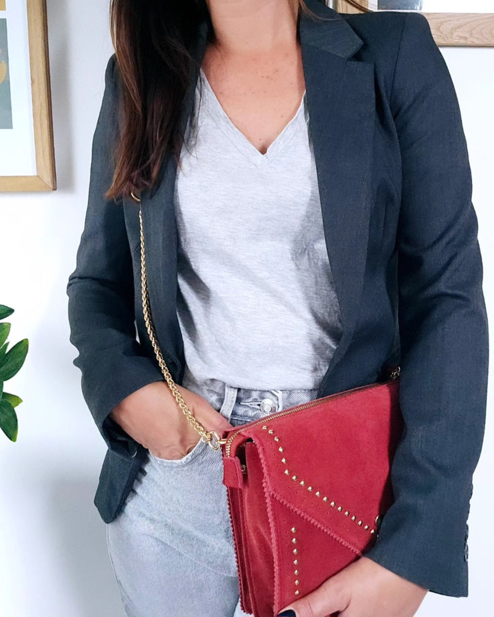Sac Zoé bordeaux en cuir